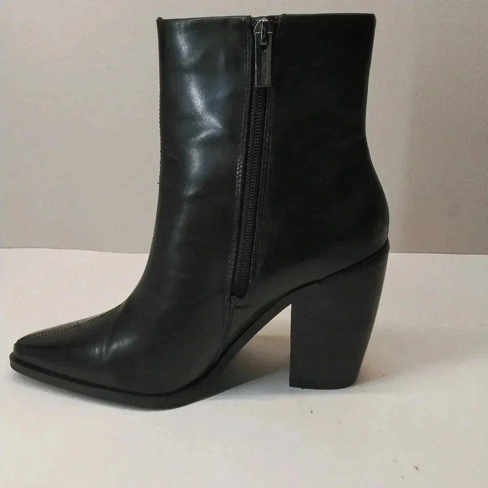 Vince Camuto Black Leather Pointed Toe Ankle Boots